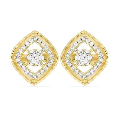 BUY GENUINE WHITE DIAMOND GEMSTONE 14K GOLD CLASSIC EARRINGS